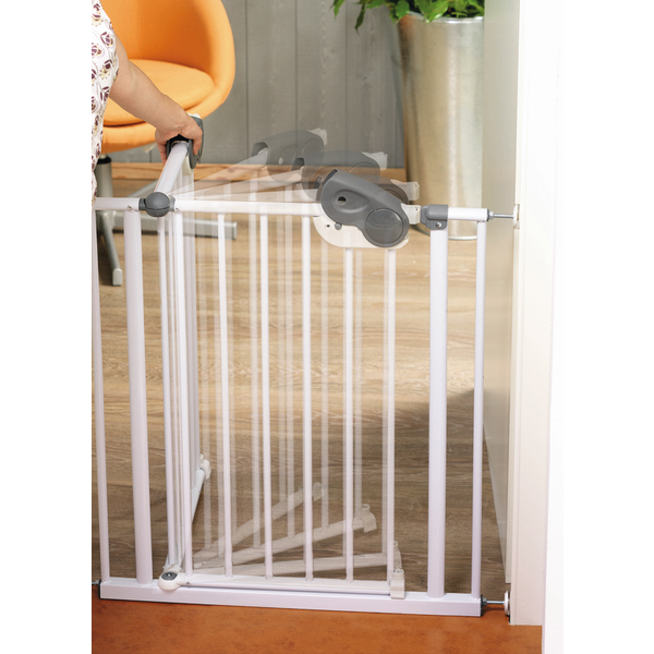 Защитный металлический барьер-калитка для дверного/лестничного проема, 73-81 см., размер S  